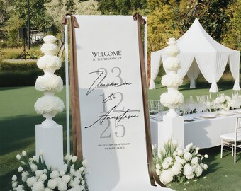 Verlobungsfeier Zeichen, personalisierte Verlobungsbanner, benutzerdefiniertes Hochzeit Willkommensschild, minimalistisches Hochzeitsschild für Außen, modernes Empfangsschild