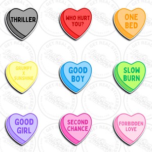 Mini autocollants coeurs romantiques Tropes - Lot n° 1 | Produits dérivés livresques pour Kindle et ordinateur portable | Cadeaux épicés pour les lecteurs de Smutty Romance