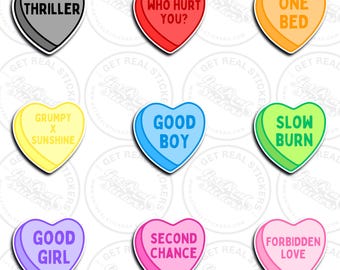 Candy Herz Romantik Tropen Mini Sticker - Pack #1 | Bookish Merch für Kindle & Laptop | Würzige Geschenke für Smutty Romance Leser