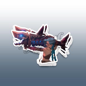 Jinx Firing Rocket Launcher Sticker | Arcane Anime League Vinyl Decals - 2&quot; x 2&quot;, 3&quot; x 3&quot;, 4&quot; x 4&quot; Sizes Available