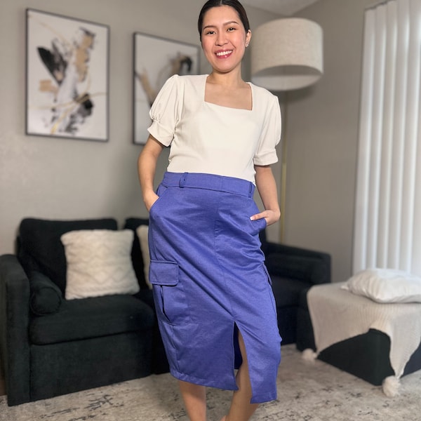 Linda Midi Length Skirt | Spring Outfit | Lightweight | Casual Everyday | Gift For Her | Mother's Day Gift | Stretchable  | Fast Shipping