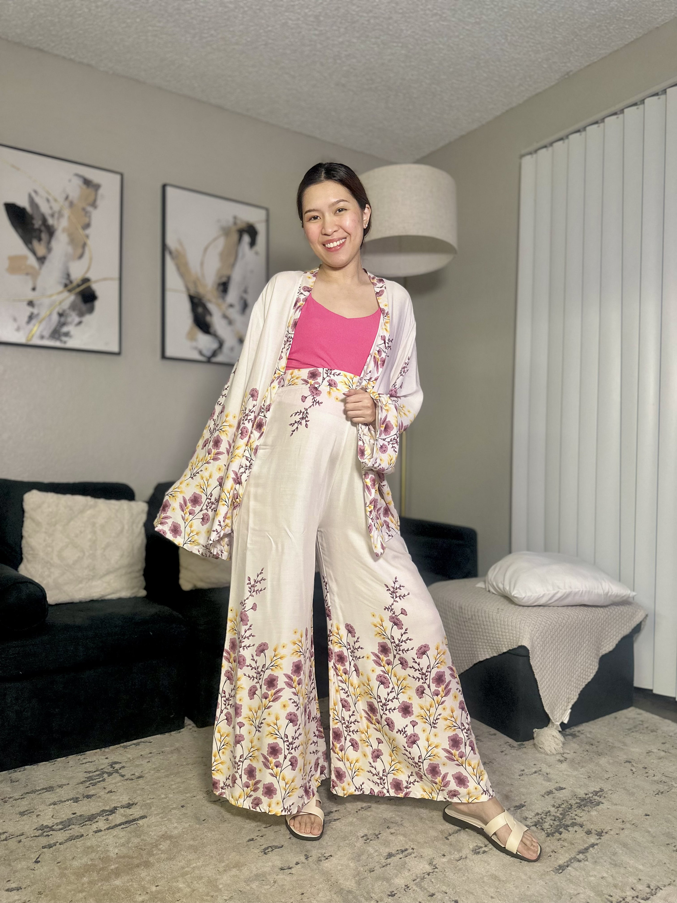 Ensemble Belle Tri, blazer kimono et pantalon assortis avec haut