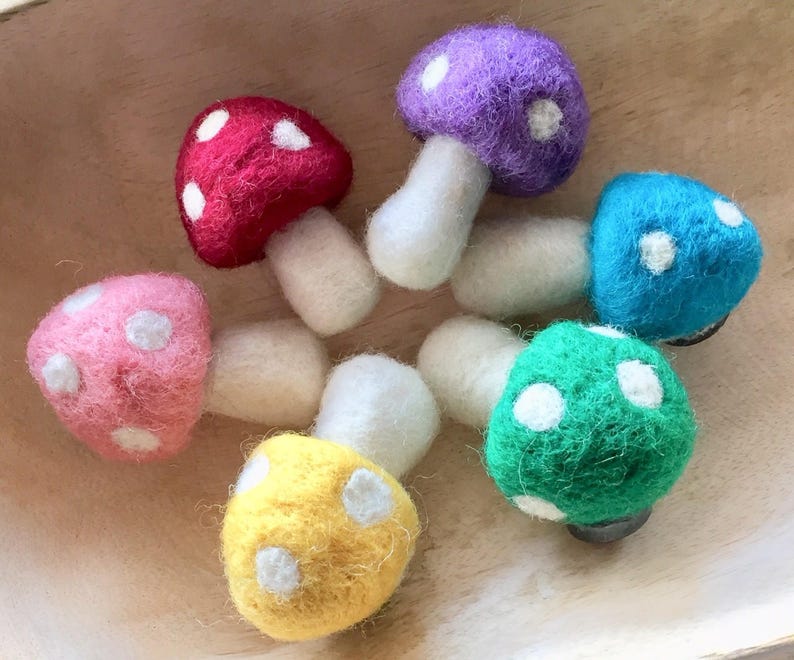 Felted Wool Mushroom Garland Felt Mushroom on Hemp String Etsy