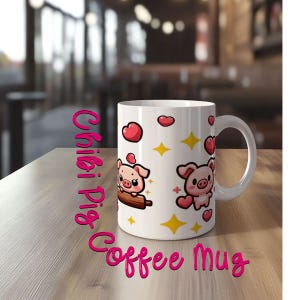 Taza de cerámica con diseño de cerdo adorable, ideal como regalo para amantes de los animales, para San Valentín, con diseño de cerdo kawaii.