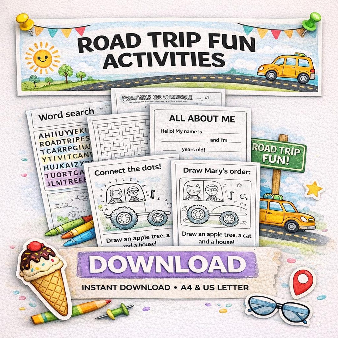 Car Ride Activities for Kids Printable – Road Trip Games PDF, Travel ...