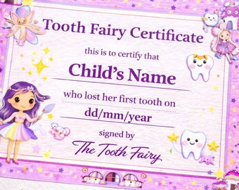 Magical First Lost Tooth Certificate, Tooth Fairy Award Keepsake (Instant Download)