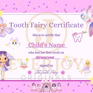 First Lost Tooth Certificate Tooth Fairy Award First Lost Tooth Award Tooth Fairy Certificate Milestone Marker Tooth Fairy Receipt