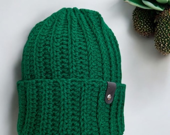 Man's Crochet Fisherman's Beanie, Fisherman Beanie, Acrylic Beanie, Men's Beanie, Crochet Beanie, Men's winter hat