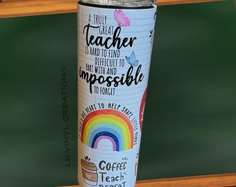 Teacher Sublimation 20 oz. Tumbler, Appreciation school gift,