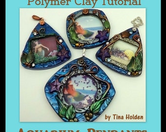 Pingentes de aquário com areia ou contas móveis - Tutorial de argila de polímero - Download de arquivo PDF digital