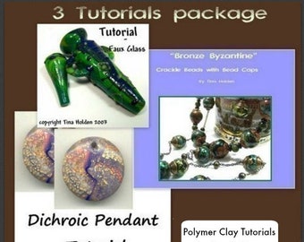 Tutoriais de contas de argila polimérica: lampwork falso, dicróico, craquelado (PDF digital)