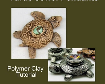 Sea and Land Turtle Pendants - Polymer Clay Tutorial - Digital PDF File Download