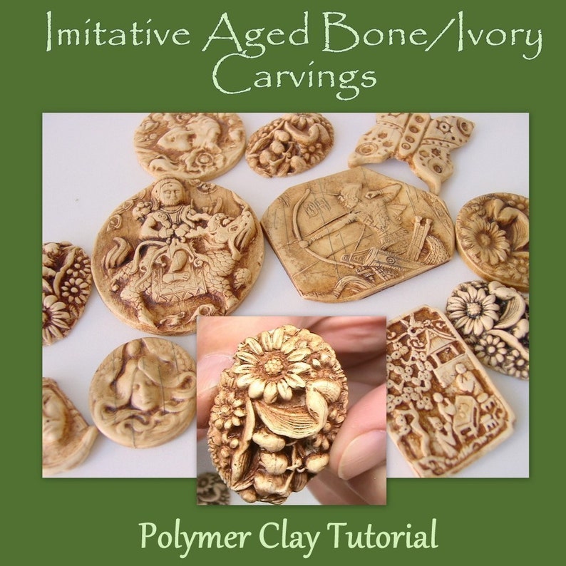 Imitative Bone and Ivory Carving no Carving tools required Polymer Clay Tutorial Digital PDF file download image 1