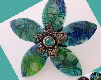 Technique and Project - Polymer clay - Batik Flower Pendants and Pins - Digital PDF Download