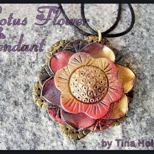 Lotus Flower Pendant Polymer Clay Tutorial Digital PDF Etsy