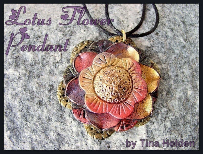 Lotus Flower Pendant Polymer Clay Tutorial Digital PDF Download image 1