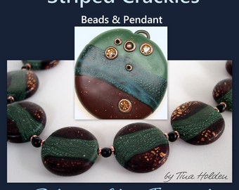 Contas e pingentes craquelados listrados - Tutorial de argila de polímero - Download digital em PDF