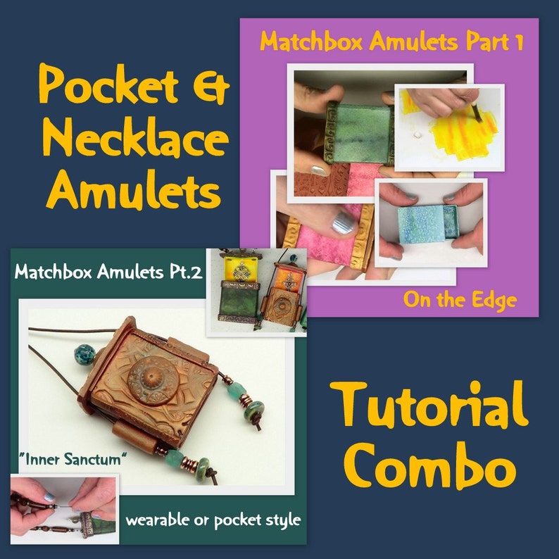 Matchbox Amulets Combo Tutorial 1, 2 plus create boxes Polymer Clay multi media Tutorial Digital PDF Download image 1