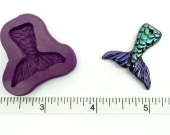 Artist made small  Mermaid Tail Flexible Mold - 1 inch tall - for Polymer Clay, Resin, Porcelain, PMC, Paper clay, soap, and crafts