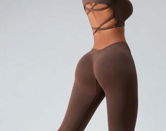 Women V-Back Scrunch Seamless Workout Gym Leggings Comfy Butt Lifting yoga pants Peachy Leggings