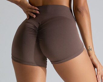 Short de sport couleur pêche pour femme, short booty sans couture, vêtements de sport, vêtements de yoga en plein air