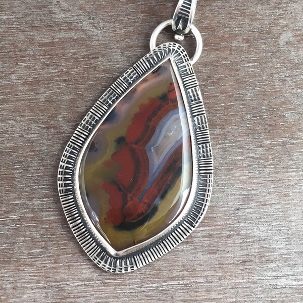 Ankara Agate stamped necklace