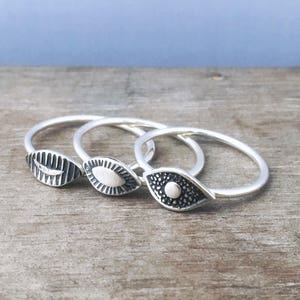 Eye stacking rings - sterling silver rings - third eye rings - evil eye ring - unique rings - boho rings - bohemian rings - stack