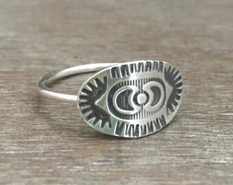 Sterling Silver Moon Ring: Tribal Ring, Boho Jewelry