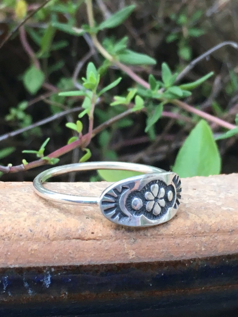 stacking rings sterling silver rings tribal rings flower ring custom made ring unique ring boho ring bohemian ring image 3