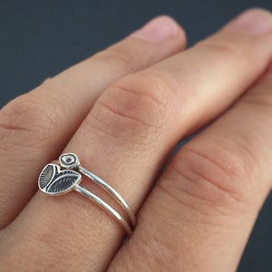 stacking rings Accent ring flower ring sterling silver rings tribal rings wave ring unique ring boho ring bohemian ring image 9
