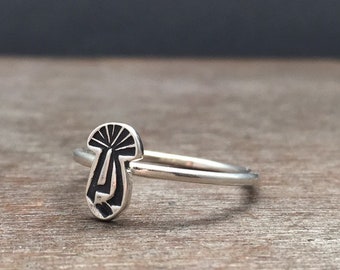 Kokopelli ring - made to order - sterling silver - stacking - stamped - handmade -