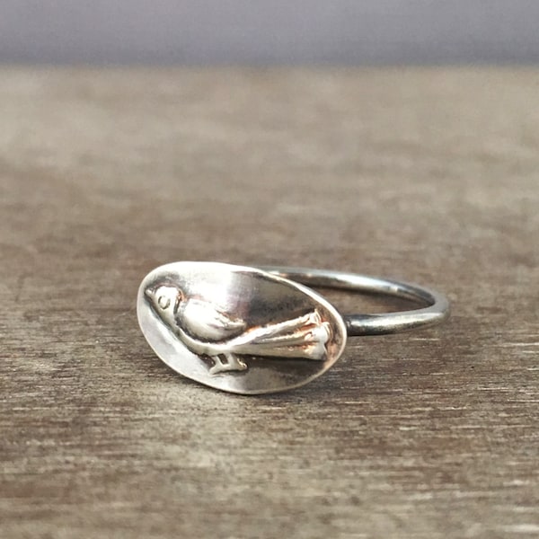 Anello per uccelli, anello in argento sterling, anello delicato, realizzato su ordinazione, anello unico