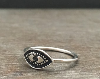 Sterling Silber Doppel Herz Auge Ring - einzigartiger Stapelring