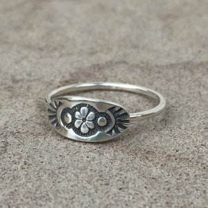 stacking rings sterling silver rings tribal rings flower ring custom made ring unique ring boho ring bohemian ring image 1