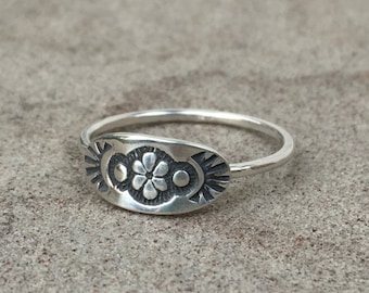 stacking rings sterling silver rings tribal rings  flower ring custom made ring unique ring  boho ring  bohemian ring