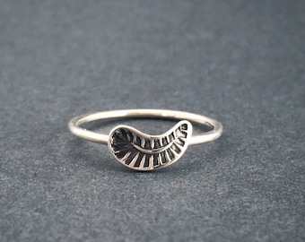 Feather ring - made to order - sterling silver - stacking - stamped - handmade ring - silver rings