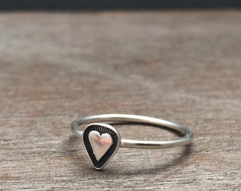 Silver heart ring sterling silver delicate ring silver stacking rings tribal rings unique rings sacred heart ring heart ring delicate ring