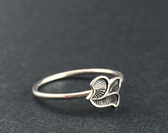 Handmade Sterling Silver Flower Ring: Boho Stacking Ring