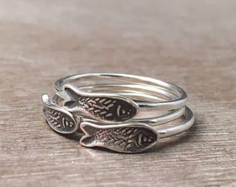 Handmade Sterling Silver Fish Stacking Ring