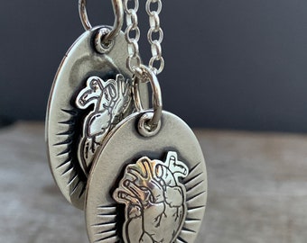 Anatomical Heart Friendship Charm Set, Lovers Charm Set, Sibling Charm Set, Memorial Charm Set