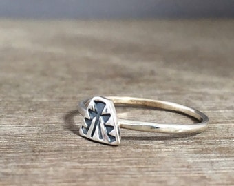 Handmade Sterling Silver Pyramid Stacking Ring – Tribal Boho Jewelry