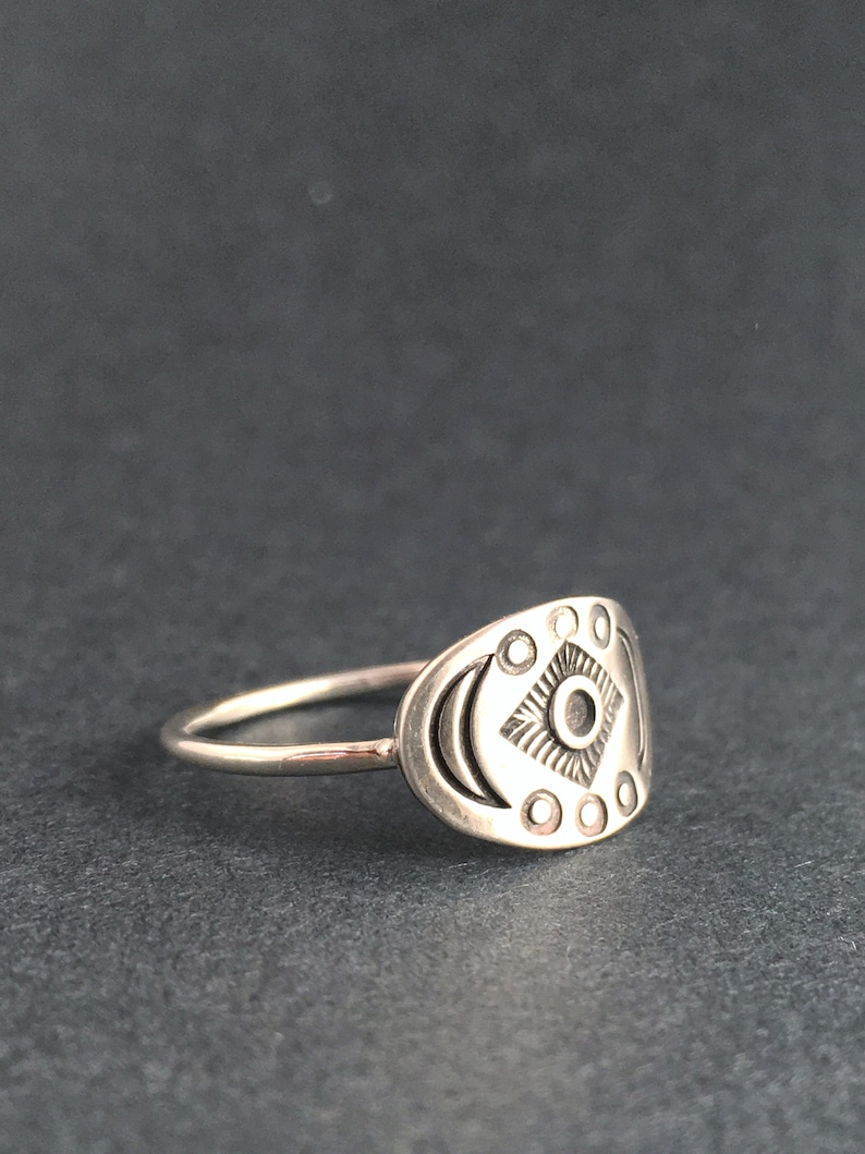 Moon ring sterling silver ring tribal ring moon ring custom made ring unique ring boho ring delicate sterling silver ring