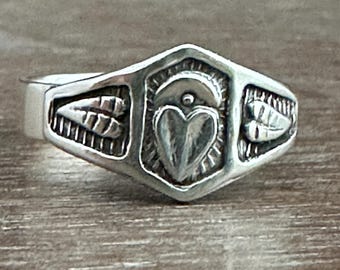 Sacred Heart Sterling Silver Ring
