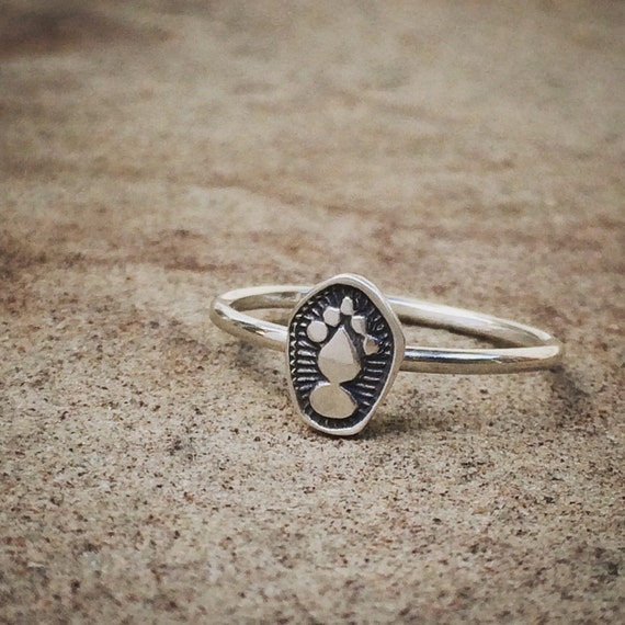 Handmade Sterling Silver Paw Print Ring – Stacking Band