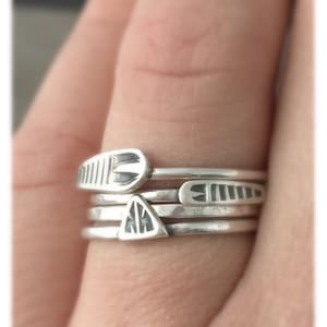 Arrow stacking rings - sterling silver rings - tribal rings - stackers - arrow rings- unique rings - boho rings - bohemian rings stacker set