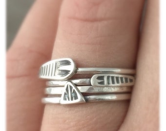 Arrow stacking ring - sterling silver ring - boho - bohemian stacker set