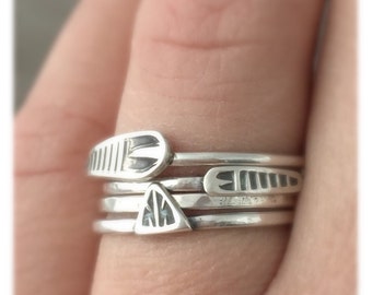 Arrow stacking rings - sterling silver rings - tribal rings - stackers - arrow rings- unique rings - boho rings - bohemian rings stacker set