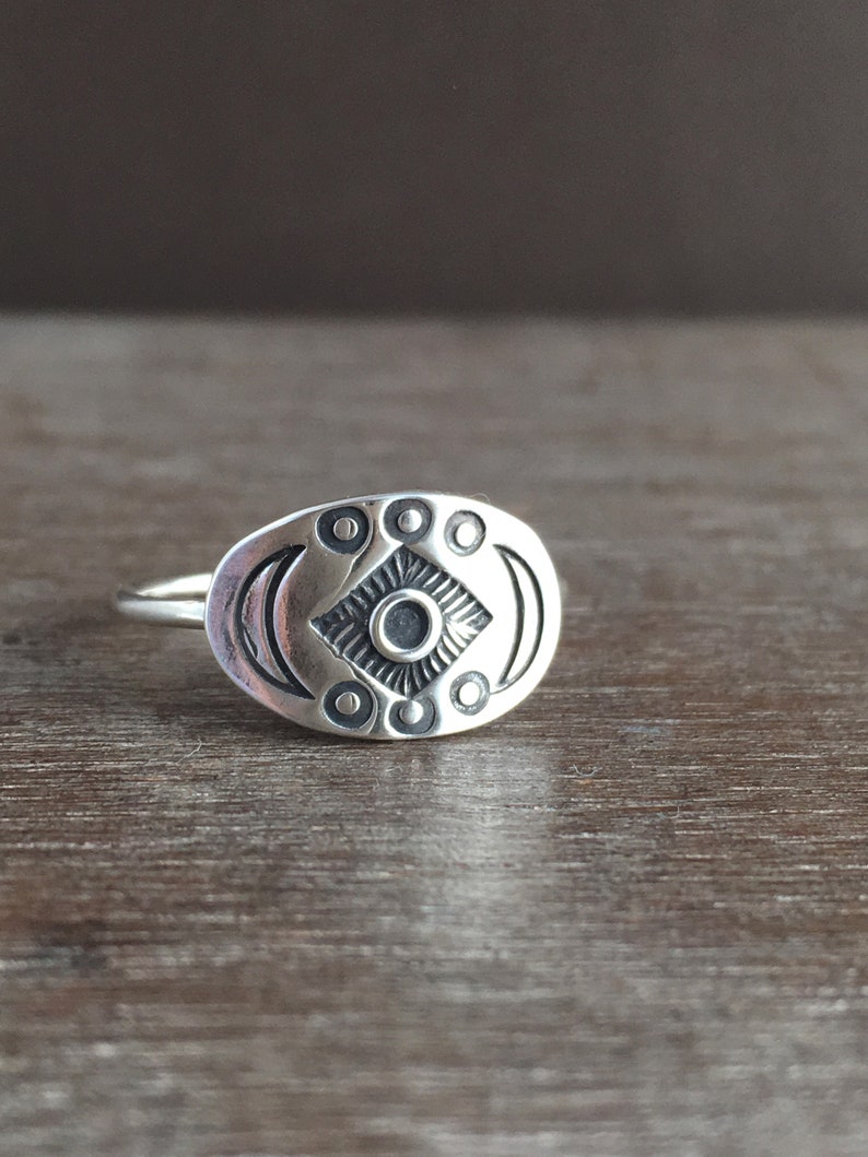 Moon ring sterling silver ring tribal ring moon ring custom made ring unique ring boho ring delicate sterling silver ring