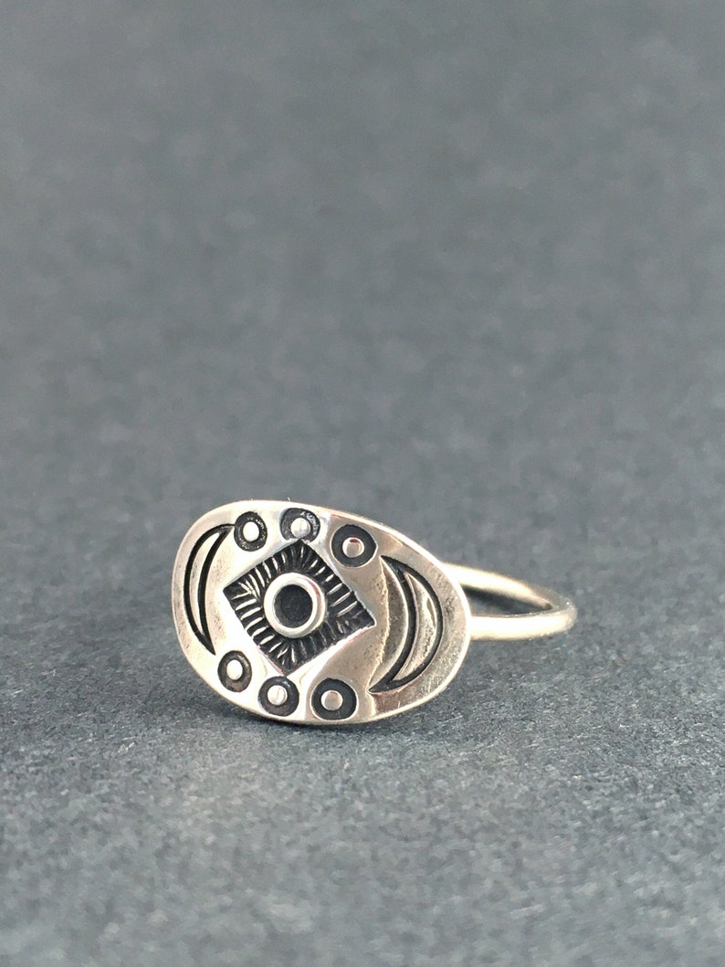 Moon ring sterling silver ring tribal ring moon ring custom made ring unique ring boho ring delicate sterling silver ring