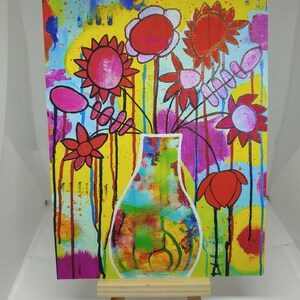 Floral Giclee Print: Happiness Drips, Colorful Fine Art Paper